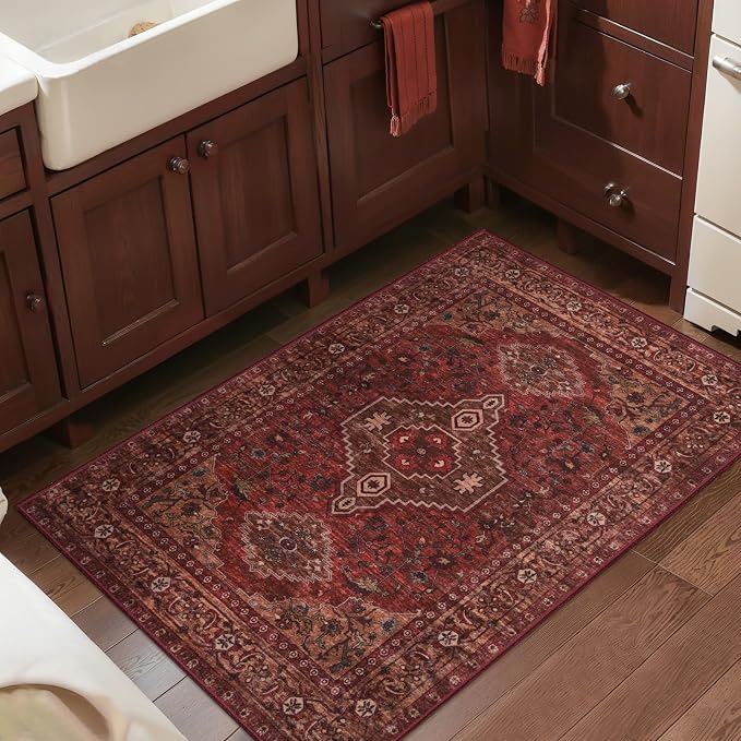 Tangsoo Washable Entryway Rugs 2x3 Vintage Non Slip Small Area Rug, Indoor - Image 7