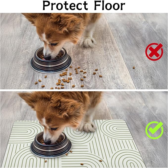 Pet Food Mats for Floor, Absorbent Dog Mat for Food and Water Dispenser Mat - Image 2