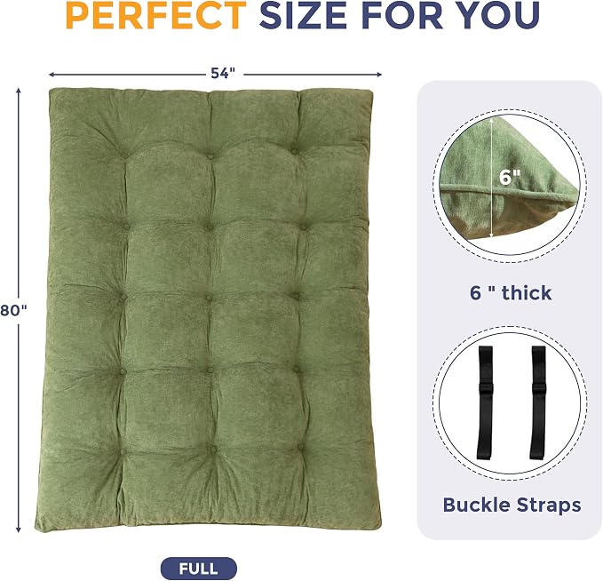 MAXYOYO Japanese Floor Mattress Full Size, Thick Chenille Tatami Mat Sleeping - Image 2