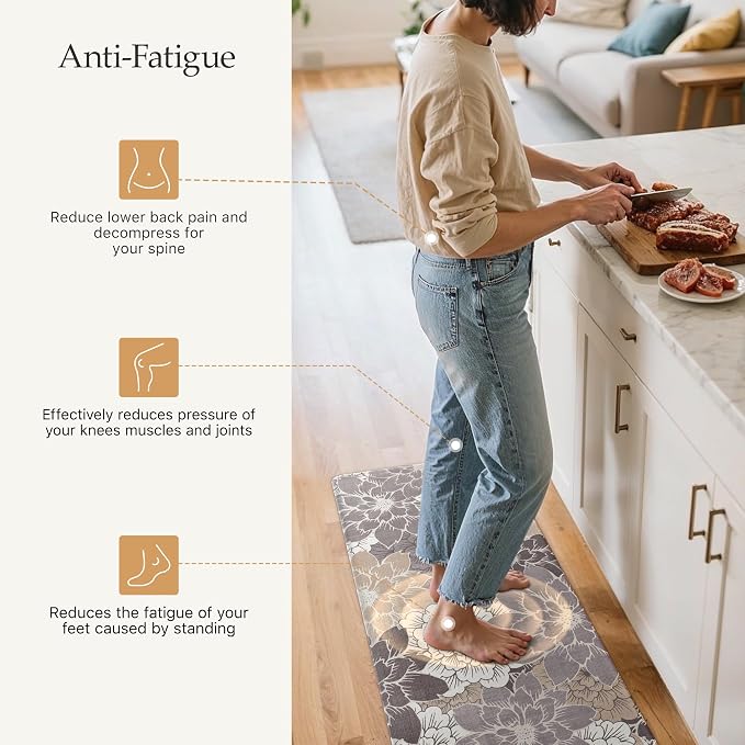 GENIMO Kitchen Mats for Floor 2PCS, Cushioned Anti Fatigue Kitchen Rugs Floral - Image 3