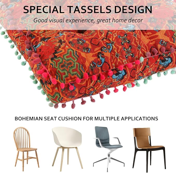 Bohemian Seat Cushion，Indoor & Outdoor 16.5" x 16.5" Seating Cushion - Image 5