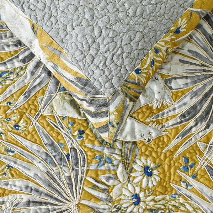 The HomeCentric King/Queen/Twin Grey & Yellow Decorative Twin 53"x18" Bed - Image 3