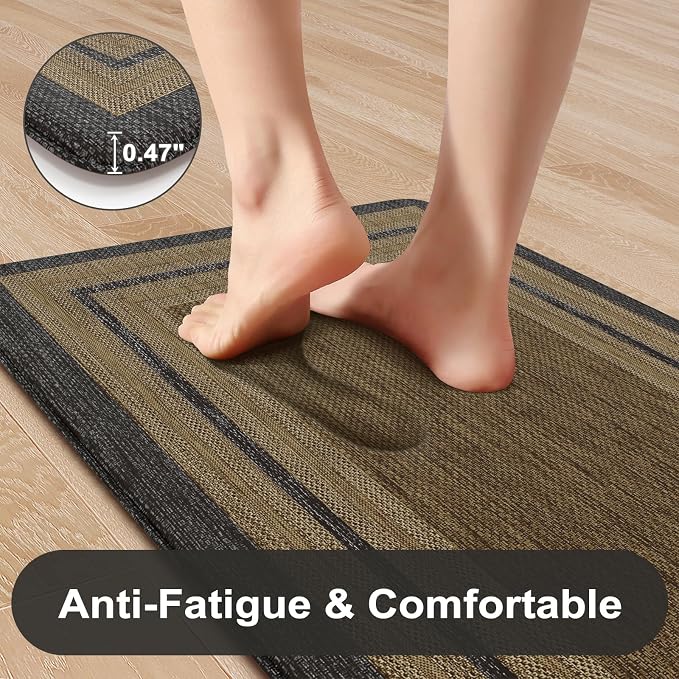 KIMODE Anti Fatigue Kitchen Mats 17"x47"+17"x29", Farmhouse Kitchen Rugs Sets - Image 3