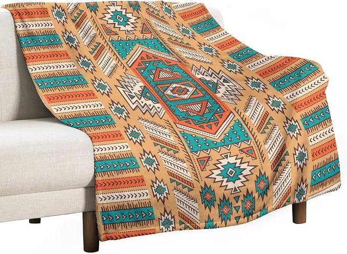 Aztec Throw Blanket, Tribal Navajo Print Native Blanket by JanJCurt