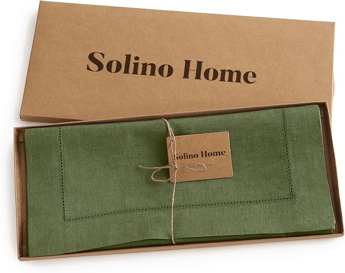 Solino Home Linen Olive Table Runner 108 Inches Long - Image 5