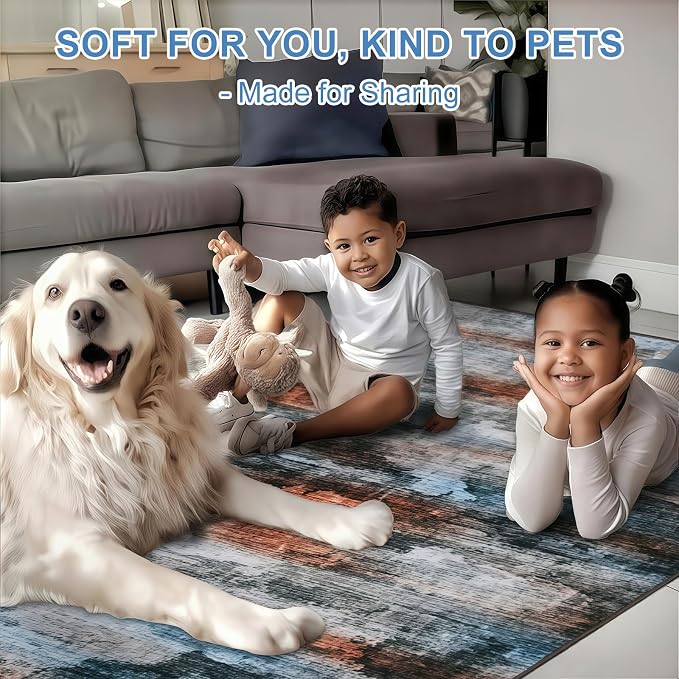 WILLSUN Washable Area Rugs, 5x7 Non-Slip Boho Large Area Rugs - Image 3