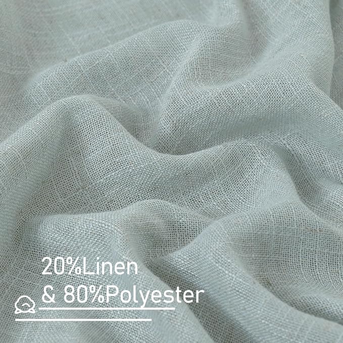 LAMIT Greyish Blue Linen Curtains 45 Inches Long - Image 2
