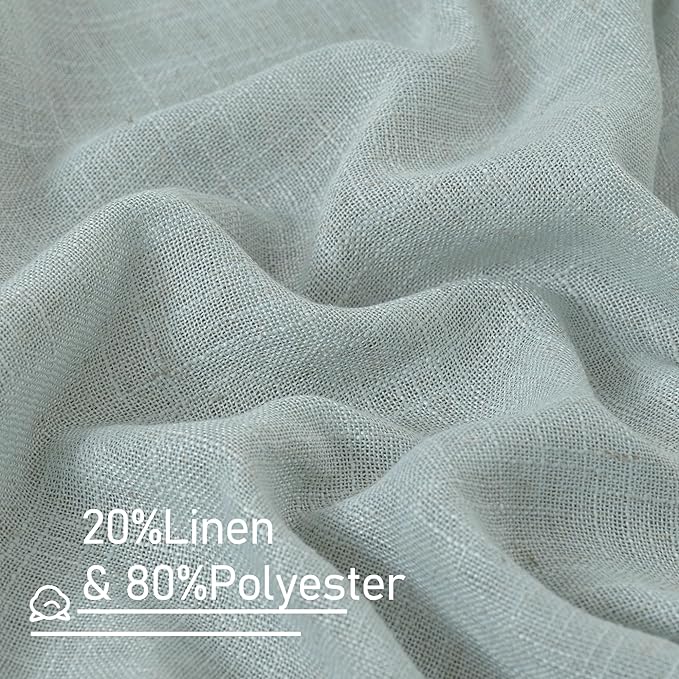 LAMIT Light Filtering Linen Curtains 24 Inch Length 2 Panels, Semi Sheer Window - Image 3