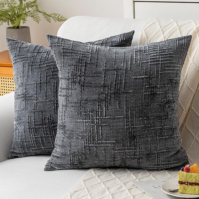 Decorative Throw Pillow Covers 16x16 Inch Set of 2, Soft Solid Farmhouse by ZSkogur