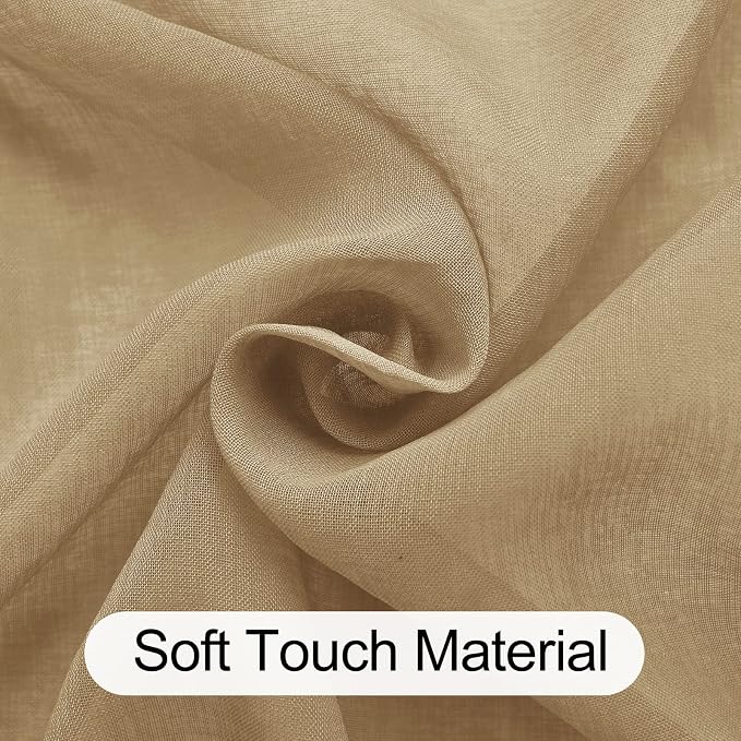 XWZO Camel Sheer Curtains Semi Transparent Voile Window Curtains, Lightweight - Image 5