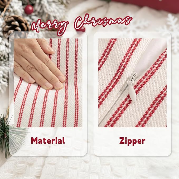 ZWJD Throw Christmas Pillow Covers 24x24 Set of 2 Striped Pillow Covers - Image 5
