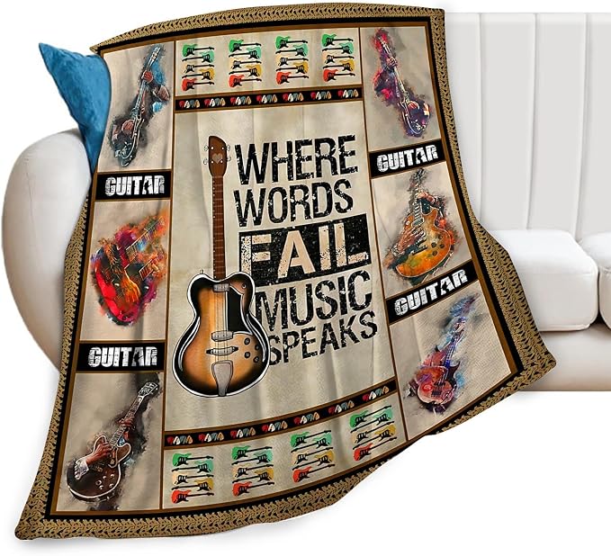 Guitar Blanket Guitar Gifts for Boys Men Music Throw Blanket for Kids Adults by citari
