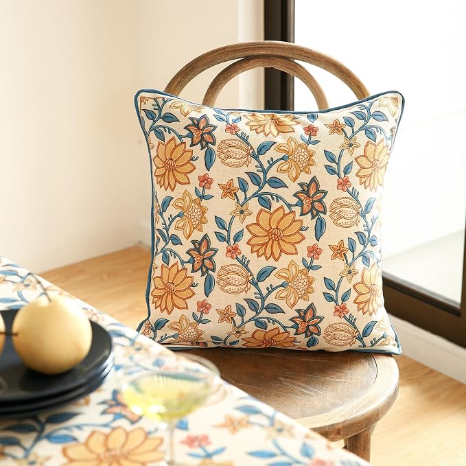 ISAENNE Design Square Simple Elegant Linen Throw Pillow Covers 18"x18" Pack of 2 - Image 2