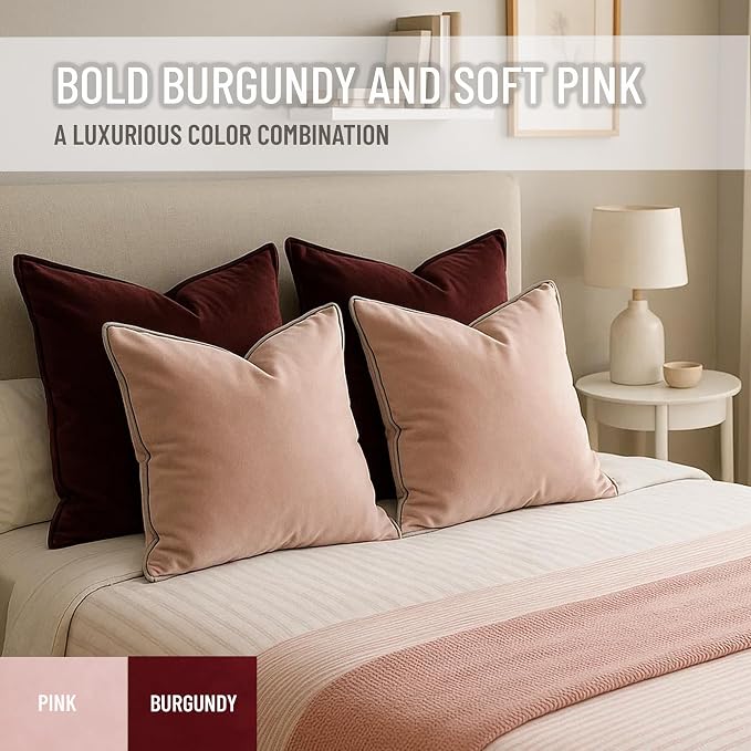 2 Pack Velvet Decorative Throw Pillow Covers, Contrast Piping, Indoor Use - Image 8