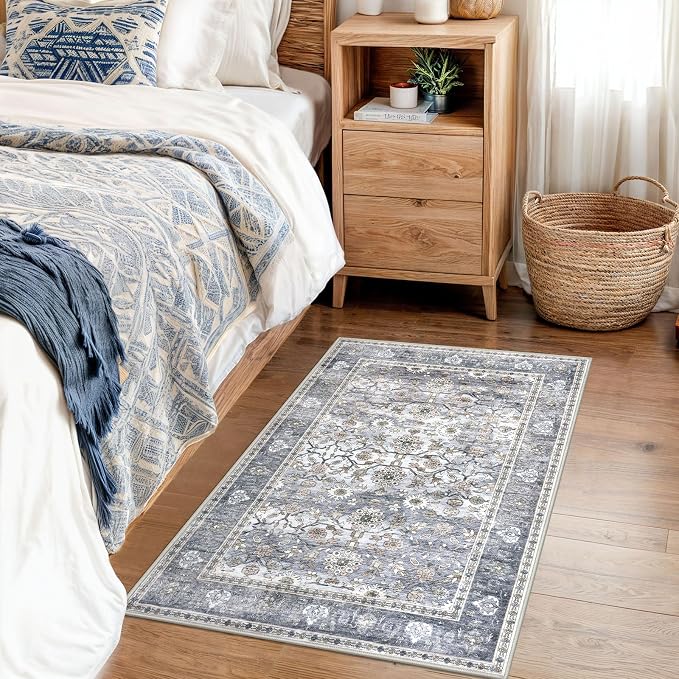 KUTA Vintage 2x3 Entryway Rug, Washable Kitchen Rugs & Ultra Thin Soft Throw Rug - Image 3