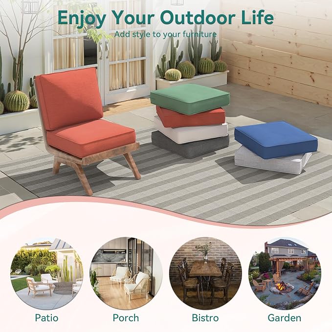 Outdoor Chair Cushions 23" x 24" x 4", Patio Deep Seat Replacement Cushions Set - Image 7