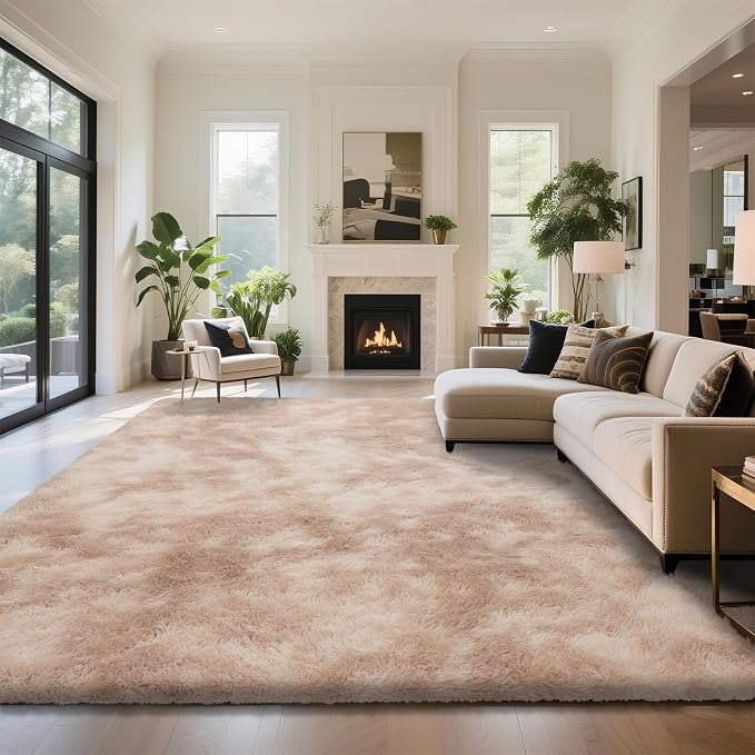 Fluffy Rug Shaggy Area Rug, Mottling Beige 8x10 Area Rugs by Yongyangjuxi