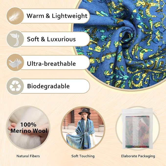 DANA XU 100% Merino Wool Pashmina Shawl - Image 3