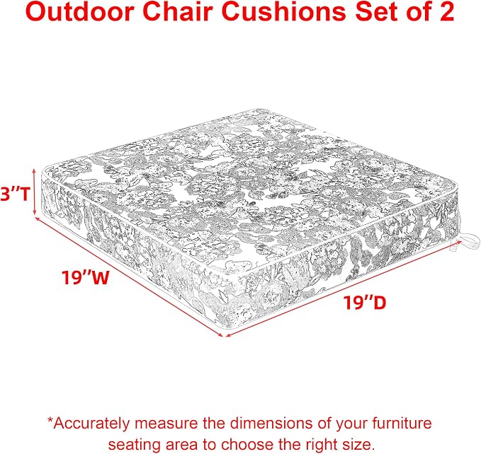 Favoyard Outdoor Chair Cushion 19 x 19 x 3 In Waterproof Pattern Fade Resistant - Image 2