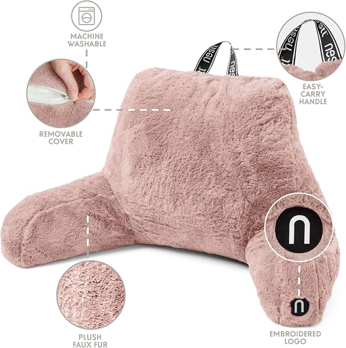 Nestl Fur Reading Pillow with Laptop Lap Desk, Stylish Back Pillow - Image 5