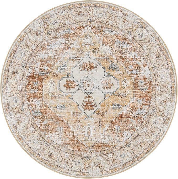 Lahome Boho Round Rugs - 4Ft Washable Non-Slip Small Round Area Rug Throw - Image 9