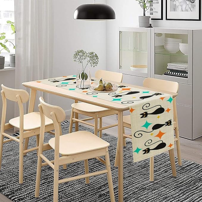 Mid Century Cat Table Runner, 13x36 Inch - Image 8