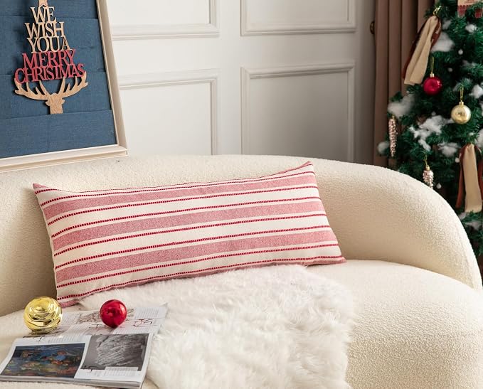 Christmas Lumbar Pillow Covers, Boho Textured Long Accent Pillow Case, Chair - Image 3