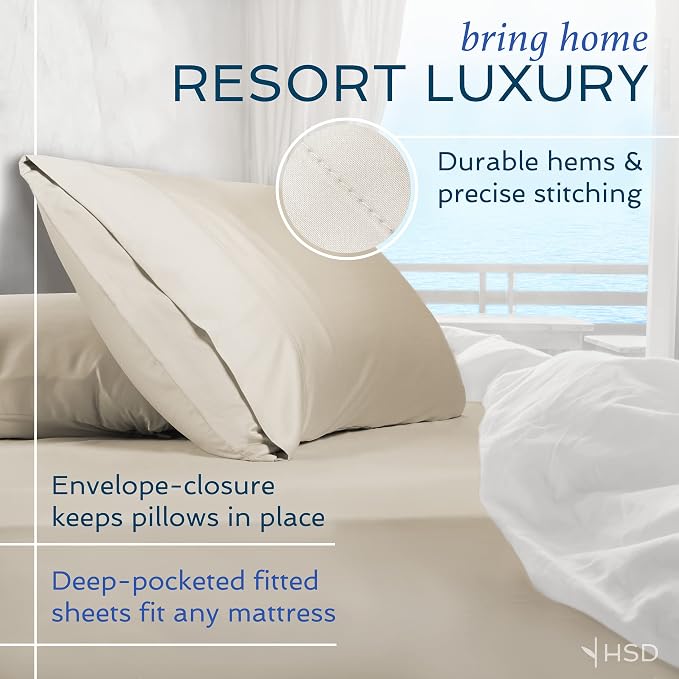Hotel Sheets Direct 4 Piece Bed Sheet Set Queen Size, 100% Viscose Derived from - Image 4