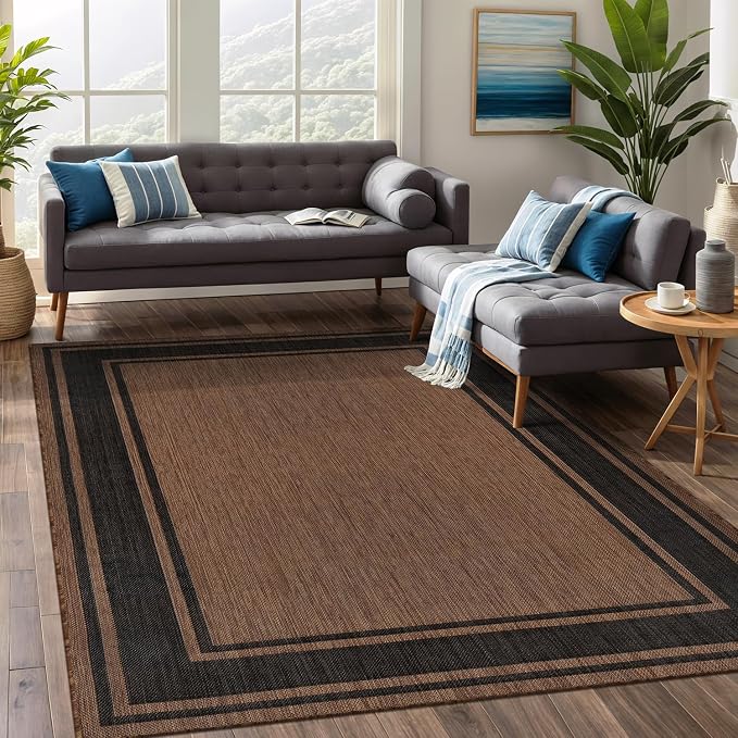 Beverly Rug Large Outdoor Rug 9x12 Modern Bordered Area Rugs - Image 4