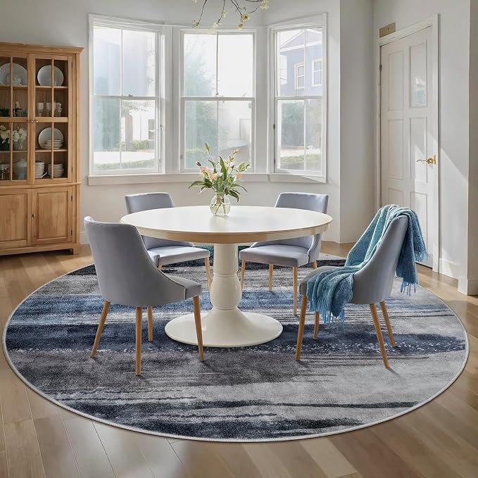 Ciicool 6ft Round Washable Rug, Modern Abstract Circle Rugs, Non-Slip Thin - Image 2