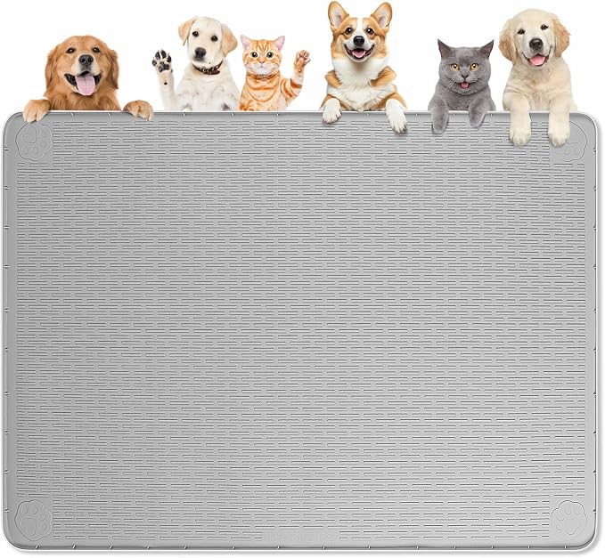 Dog Food Mat, Extra Large 50" x 35" Silicone Pet Feeding Mat by Bartuke
