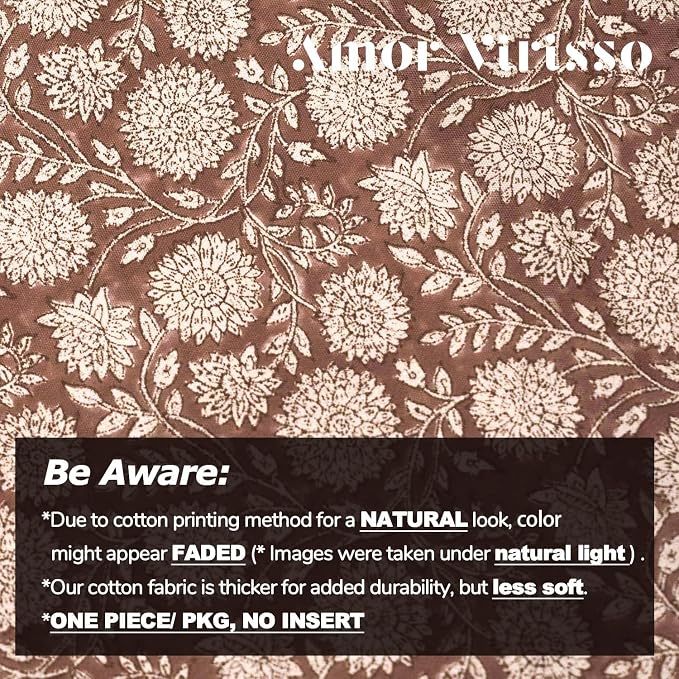 Amor Virisso Floral Pillow Covers 18x18 Throw Pillow Covers Vintage Block Print - Image 3