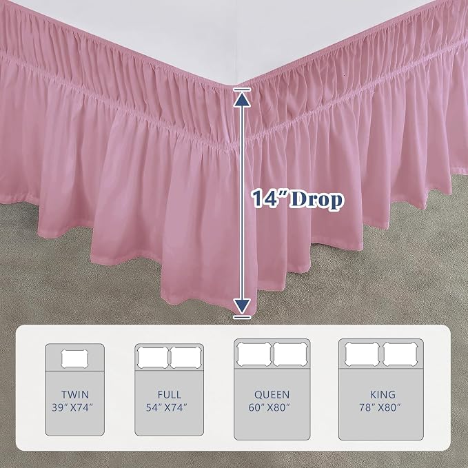 Queen Bed Skirt, Elastic Wrap Around Bed Skirt Queen Size, Bed Skirts - Image 2