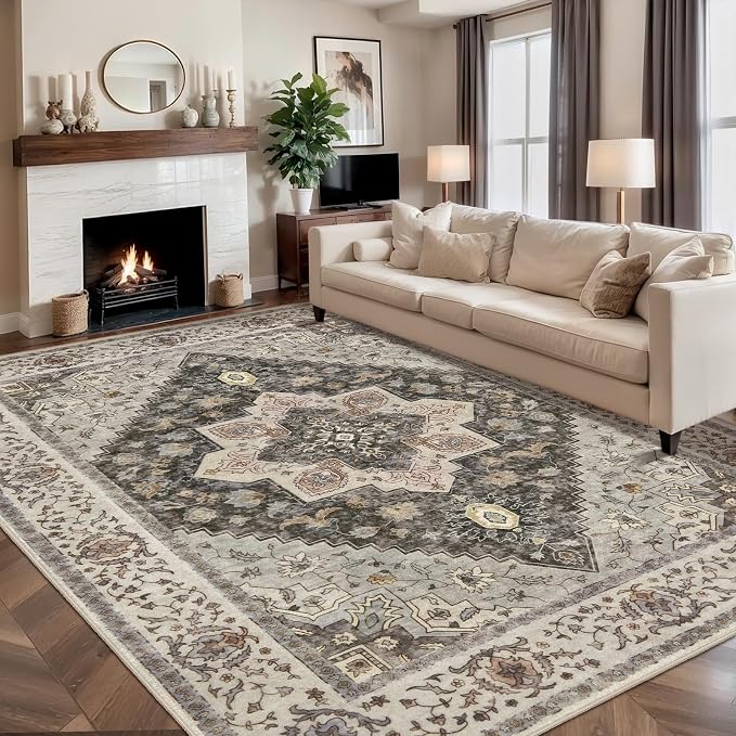 Tangsoo 9x12 Vintage Area Rugs for Living Room, Washable Indoor Non Slip Large - Image 3