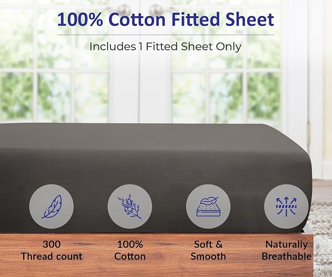 ROYALE LINENS 300 Thread Count 100% Long Staple Combed Cotton Fitted Sheet Twin - Image 4