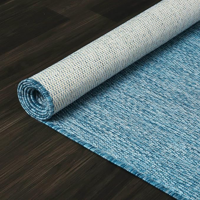 Washable Indoor Outdoor Rug 9x12 Weather Resistant Area Rugs Modern Solid - Image 9