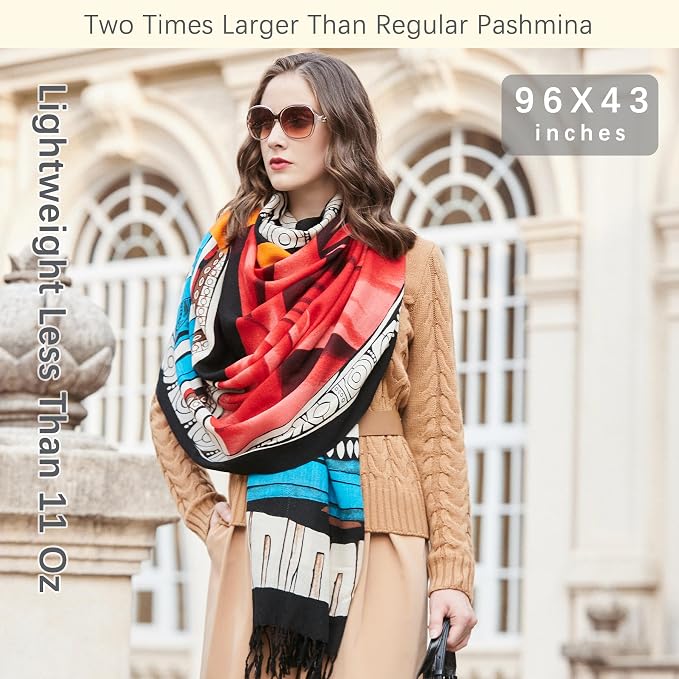DANA XU 100% Merino Wool Extra Large Pashmina Blanket Travel Scarf Cashmere Wrap - Image 6