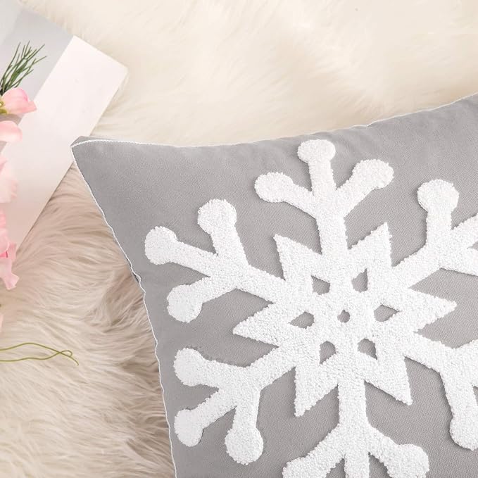 MIULEE Pack of 2 Christmas Decorative Snowflake Throw Pillow Covers Canvas - Image 2