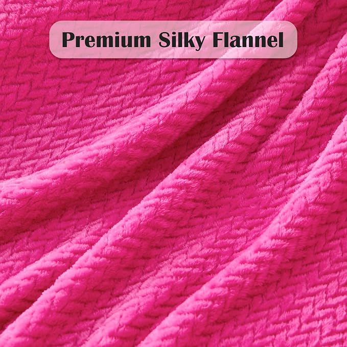 NEWCOSPLAY Super Soft Queen Blanket Hot Pink Premium Silky Flannel Fleece - Image 5
