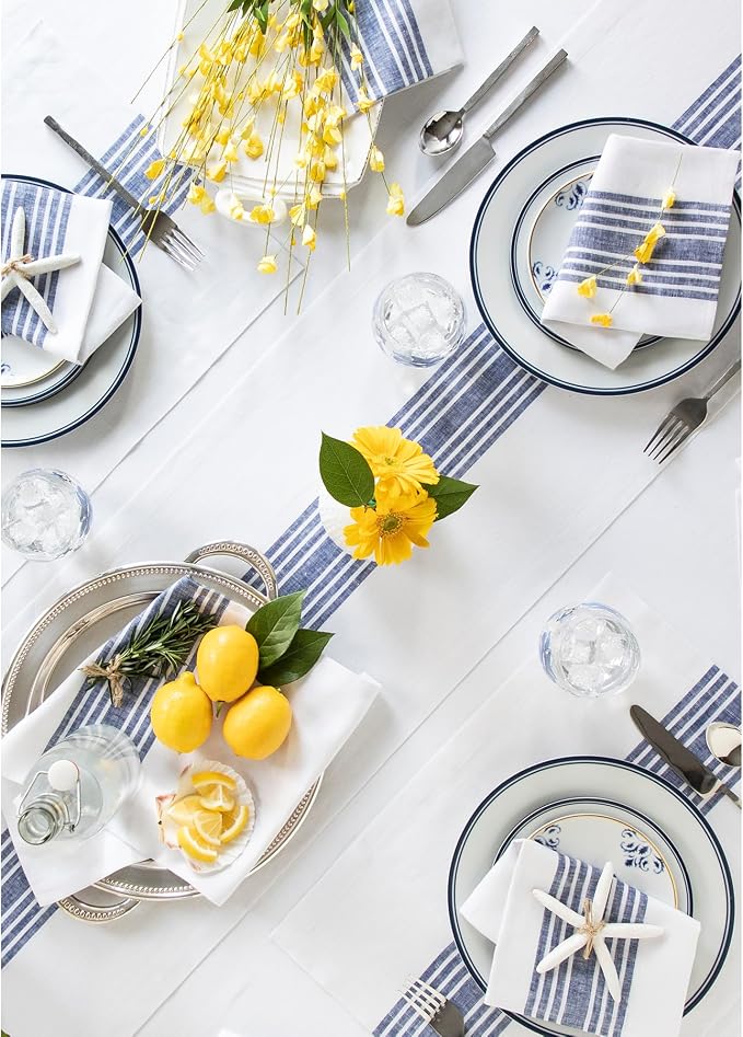 Solino Home Stripe Linen Table Runner 72 Inches Long - Image 9