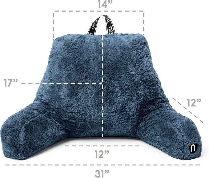 Nestl Fur Reading Pillow with Laptop Lap Desk, Stylish Back Pillow - Image 3