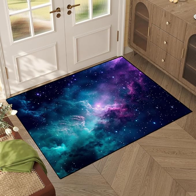 2'7" x 3'11" Galaxy Area Rug Dark Blue Outer Space Doormat - Image 4