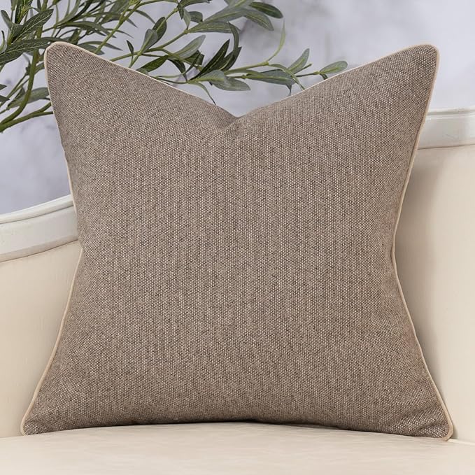 Yangest Neutral Floral Pillow Cover 18 x18 Inches, Vintage Chenille Square - Image 2