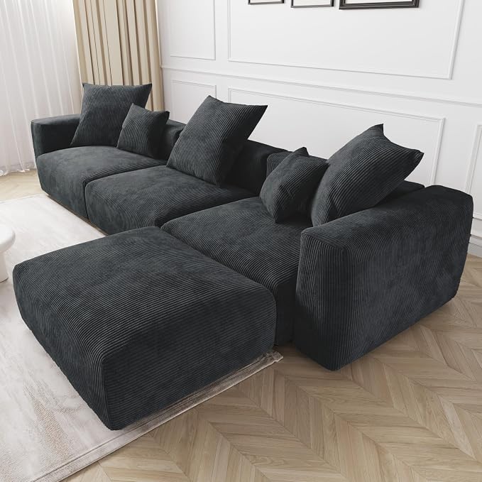 JACH Modern Corduroy Sectional Couch, Modular Sectional Sofa - Image 8