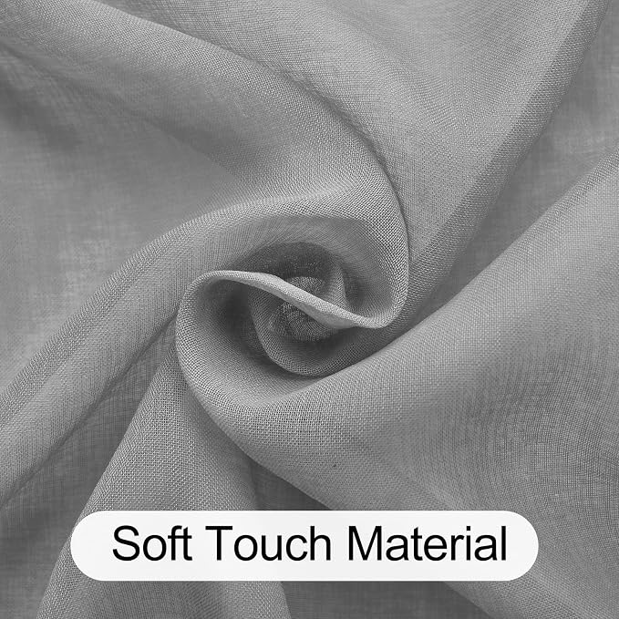 XWZO Grey Sheer Curtains for Bedroom, Light Filtering Voile Textured Drapes - Image 5