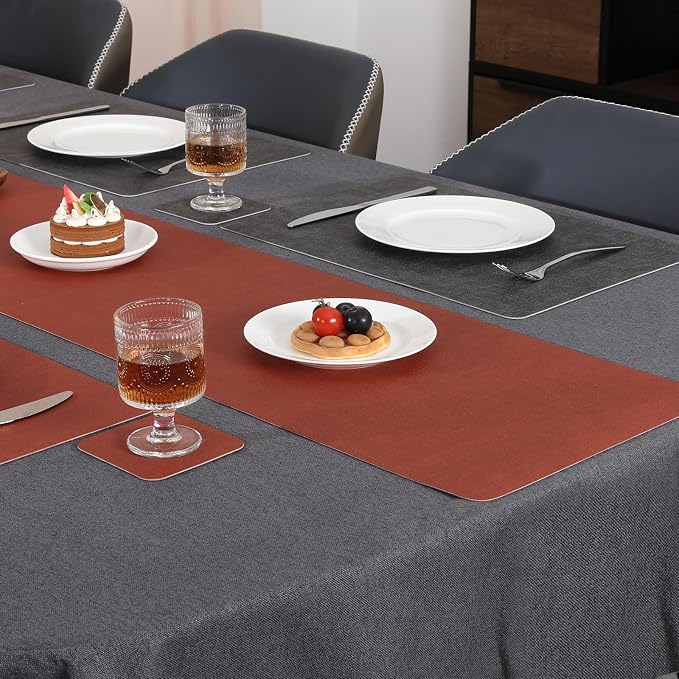 Table Runners 55 Inches Long, Dual-Sided Faux Leather Farmhouse Table Runner - Image 9