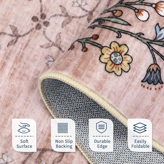 GarveeHome 9x12 Washable Floral Area Rugs - Image 5