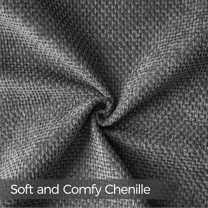 a moment Dark Gray Chenille Throw Pillow Covers 16x16 Inch Pack of 2 Modern - Image 4