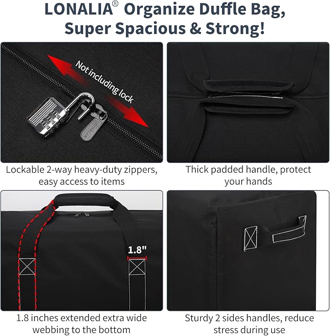 52 Inch Large Duffle Bag for Travel Camping - 180L Extra Large Heavy Duty - Image 3