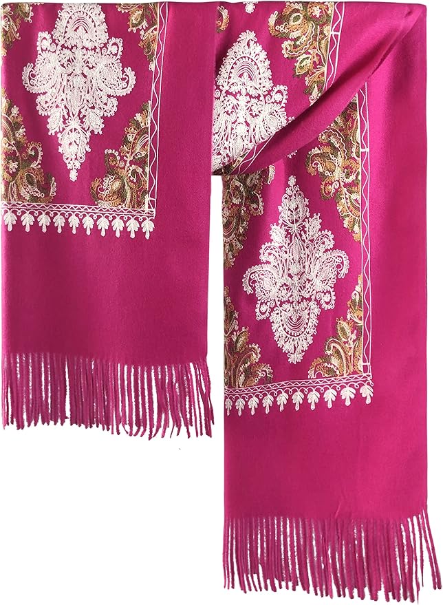 Urban CoCo Women's Embroidered Tassel Long Shawl Oversize Scarf Wraps - Image 3